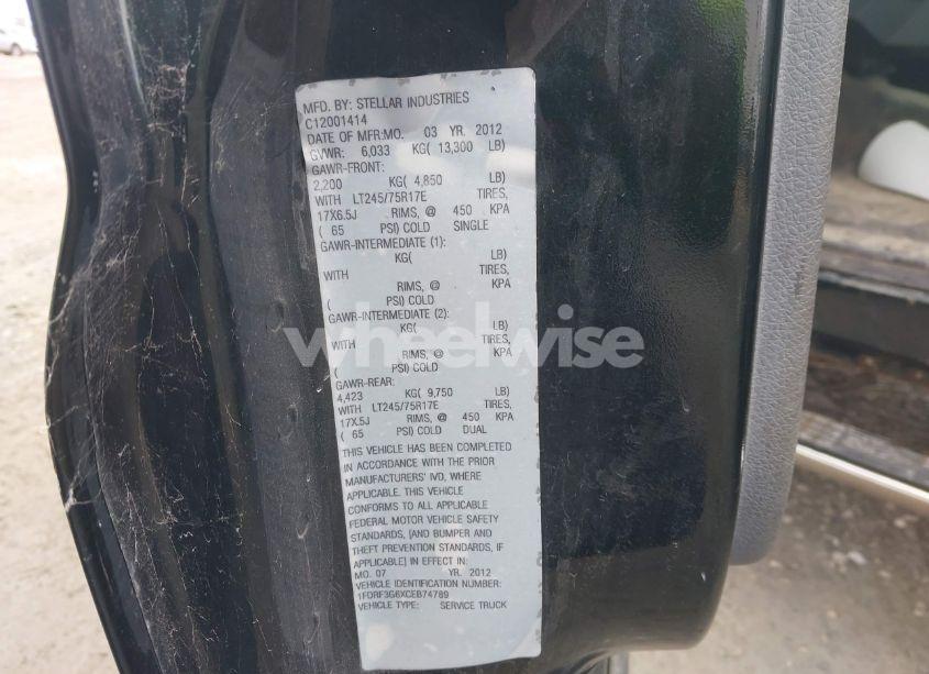 Photo 12 of 2012 Ford F-350 CHASSIS XL (VIN 1FDRF3G6XCEB74789)