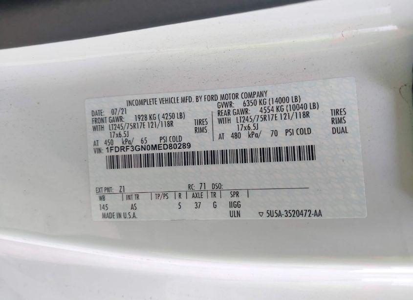 Photo 8 of 2021 Ford F-350 CHASSIS XL (VIN 1FDRF3GN0MED80289)