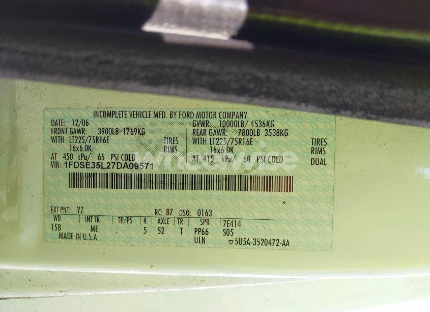 Photo 8 of 2007 Ford E-350 CUTAWAY (VIN 1FDSE35L27DA09571)