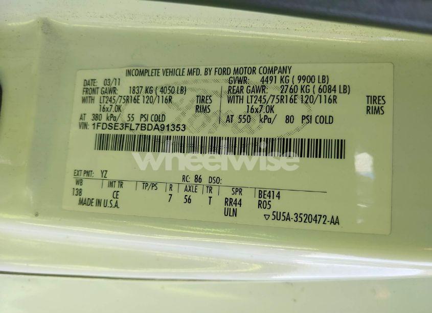 Photo 8 of 2011 Ford E-350 CUTAWAY (VIN 1FDSE3FL7BDA91353)