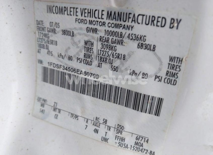 Photo 9 of 2006 Ford F-350 CHASSIS XL/XLT (VIN 1FDSF34506EA60799)