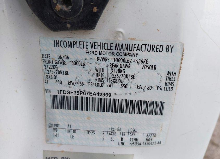 Photo 9 of 2007 Ford F-350 CHASSIS XL/XLT (VIN 1FDSF35P67EA42339)