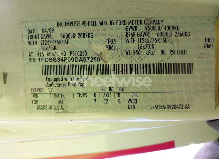 Photo 9 of 2009 Ford E-350 SUPER DUTY COMMERCIAL (VIN 1FDSS34P09DA67288)