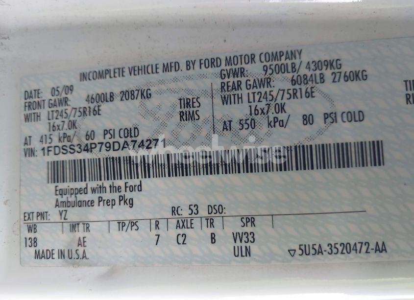 Photo 9 of 2009 Ford E-350 SUPER DUTY COMMERCIAL (VIN 1FDSS34P79DA74271)