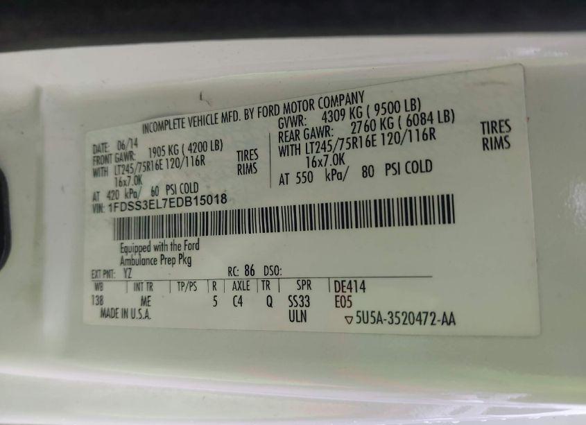 Photo 9 of 2014 Ford E-350 SUPER DUTY COMMERCIAL (VIN 1FDSS3EL7EDB15018)