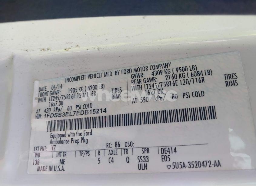 Photo 9 of 2014 Ford E-350 SUPER DUTY COMMERCIAL (VIN 1FDSS3EL7EDB15214)