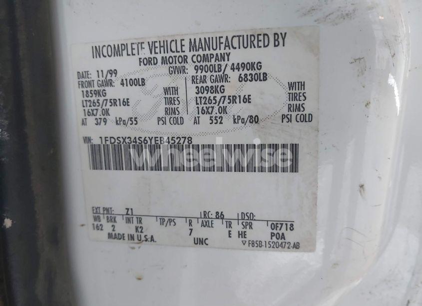 Photo 9 of 2000 Ford F-350 LARIAT/XL/XLT (VIN 1FDSX34S6YEB45278)