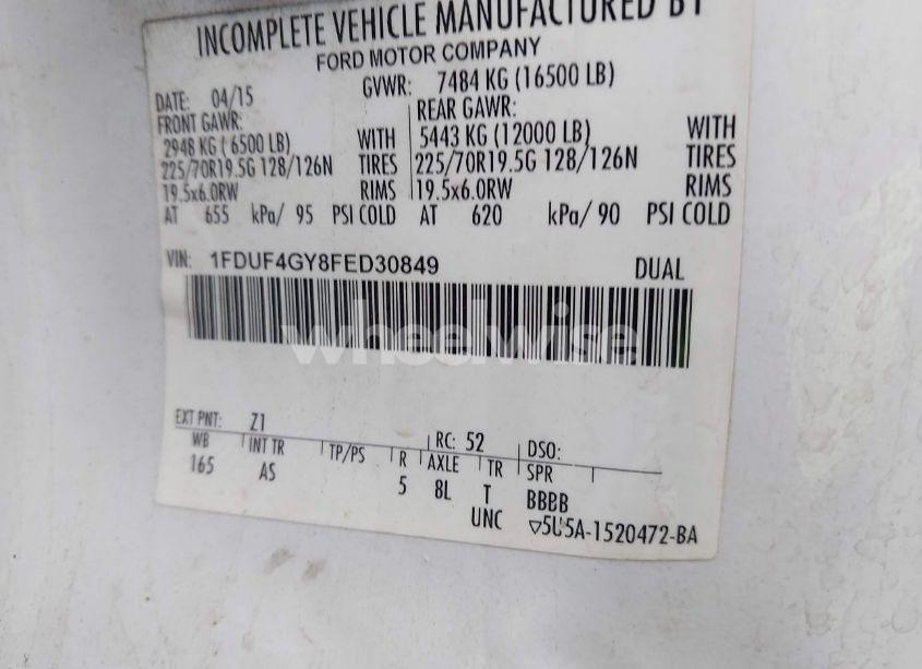 Photo 8 of 2015 Ford F-450 CHASSIS XL (VIN 1FDUF4GY8FED30849)