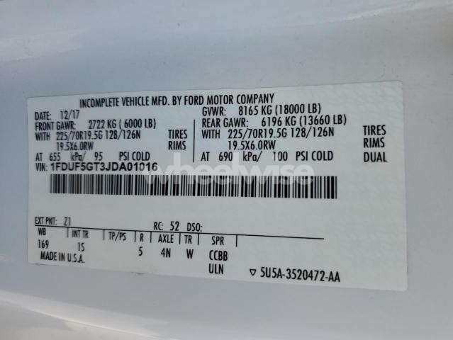 Photo 9 of 2018 FORD F550 SUPER DUTY (VIN 1FDUF5GT3JDA01016)