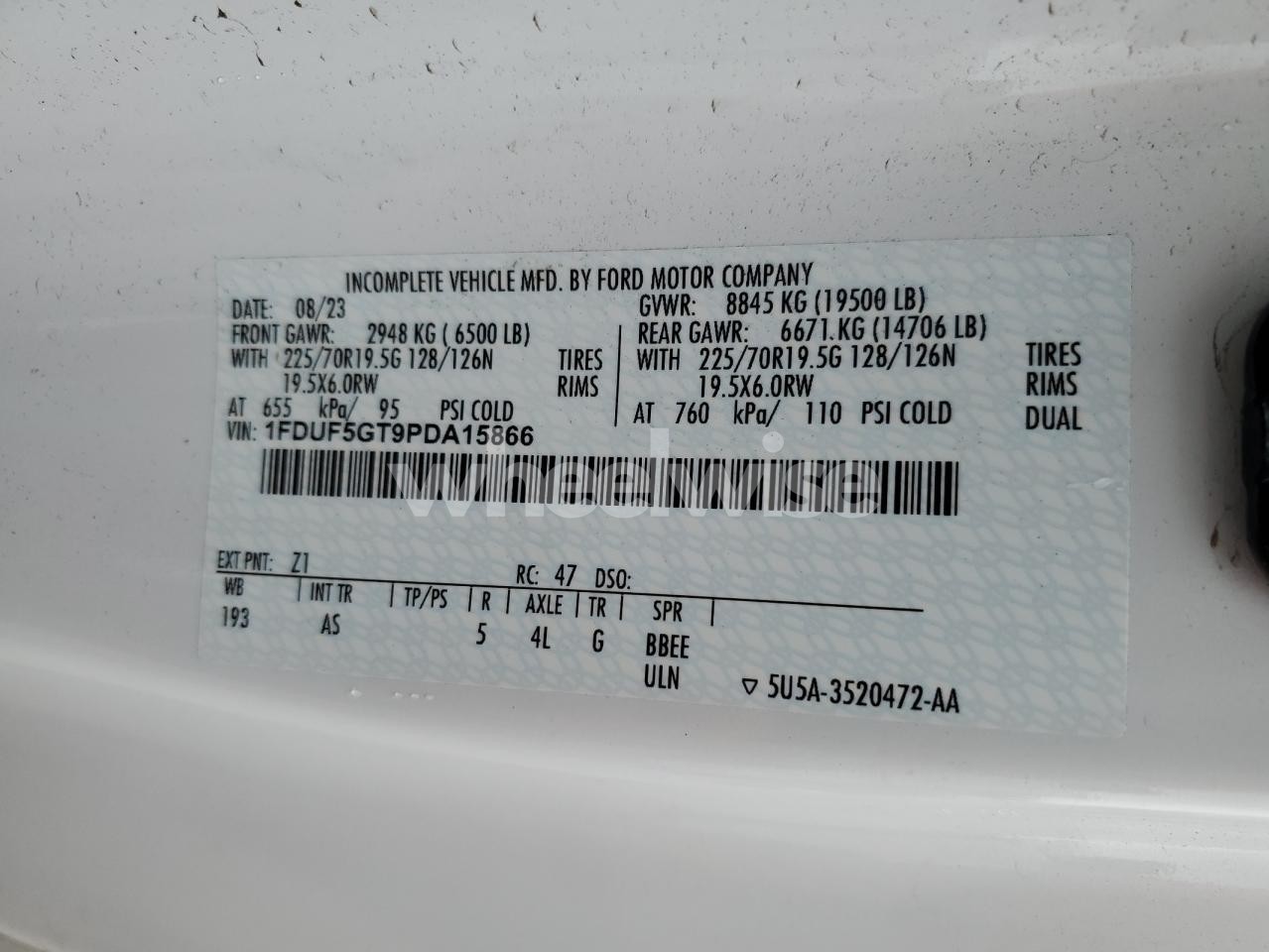 Photo 12 of 2023 FORD F550 SUPER DUTY (VIN 1FDUF5GT9PDA15866)