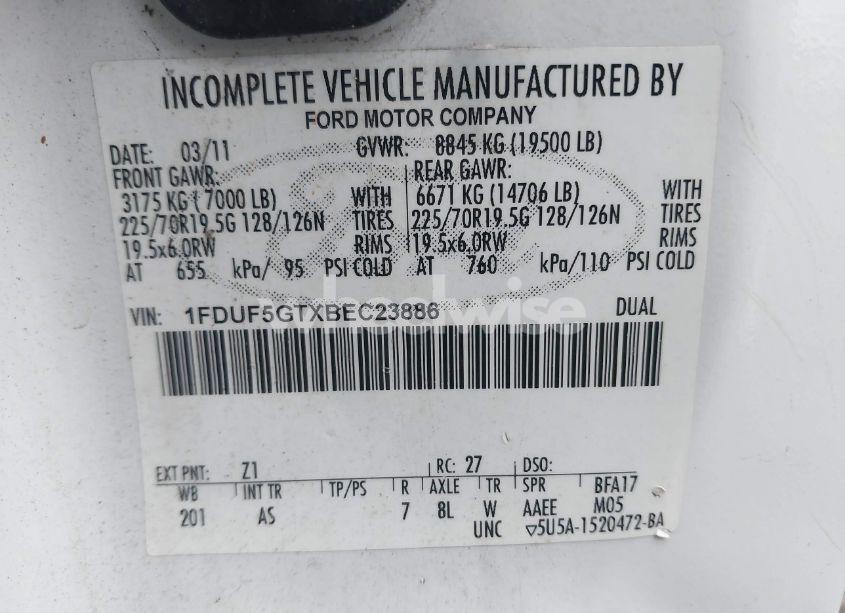 Photo 8 of 2011 Ford F-550 CHASSIS XL (VIN 1FDUF5GTXBEC23886)