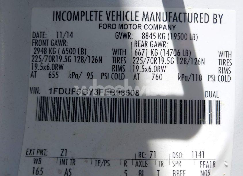 Photo 8 of 2015 Ford F-550 CHASSIS XL (VIN 1FDUF5GY3FEB98508)