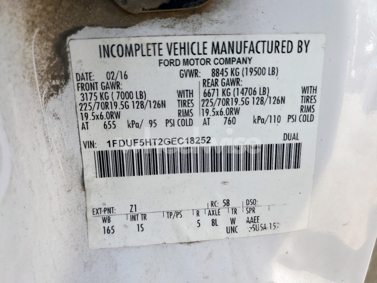 Photo 12 of 2016 FORD F550 SUPER DUTY (VIN 1FDUF5HT2GEC18252)