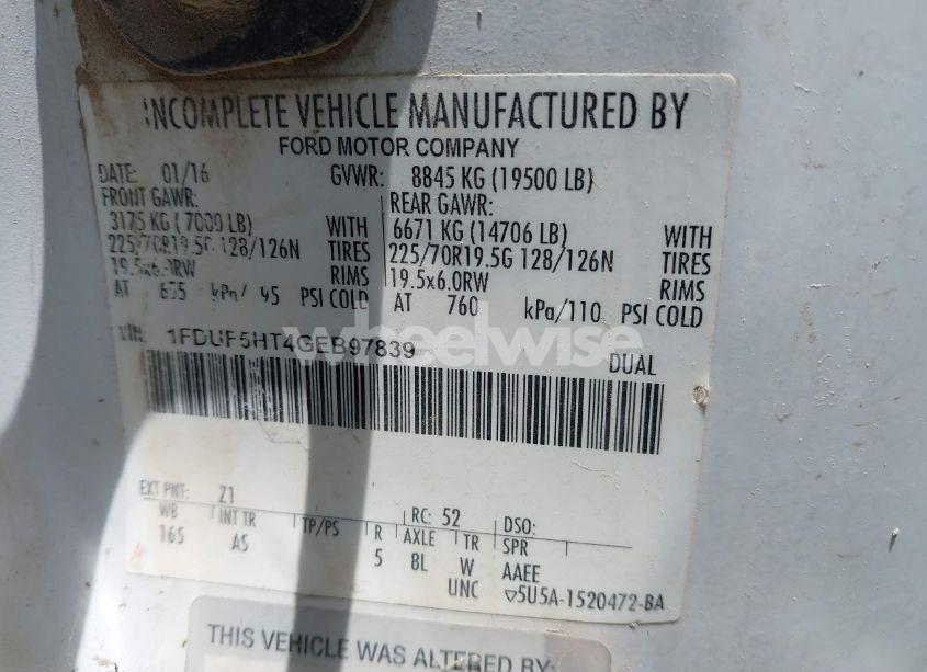 Photo 8 of 2016 Ford F-550 CHASSIS XL (VIN 1FDUF5HT4GEB97839)