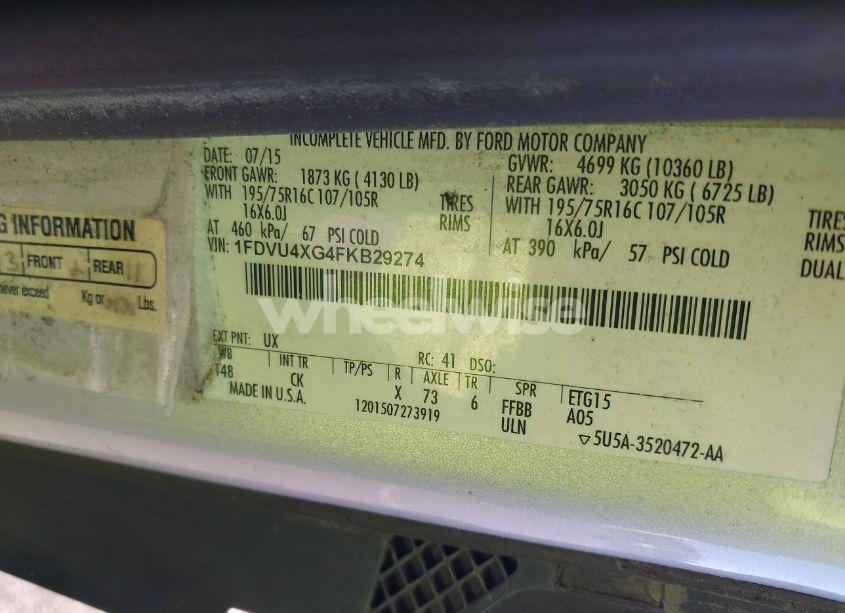 Photo 8 of 2015 Ford Transit T-350 HD (VIN 1FDVU4XG4FKB29274)