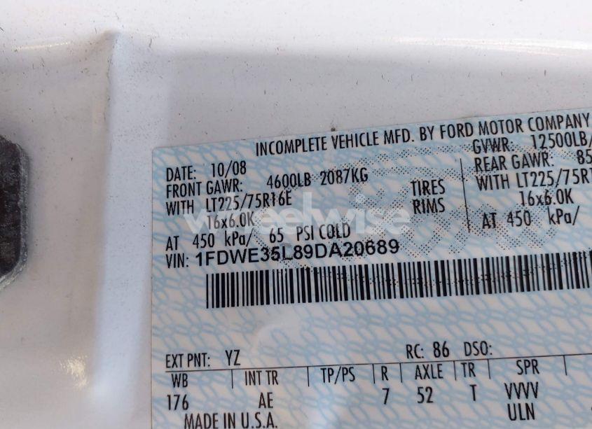 Photo 8 of 2009 Ford E-350 CUTAWAY (VIN 1FDWE35L89DA20689)