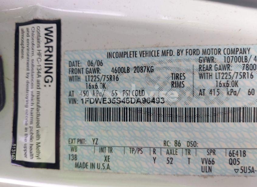 Photo 8 of 2006 Ford E-350 CUTAWAY (VIN 1FDWE35S46DA96493)