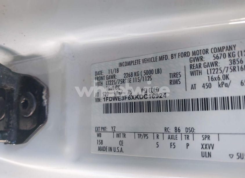 Photo 8 of 2019 Ford E-350 CUTAWAY (VIN 1FDWE3F6XKDC16924)