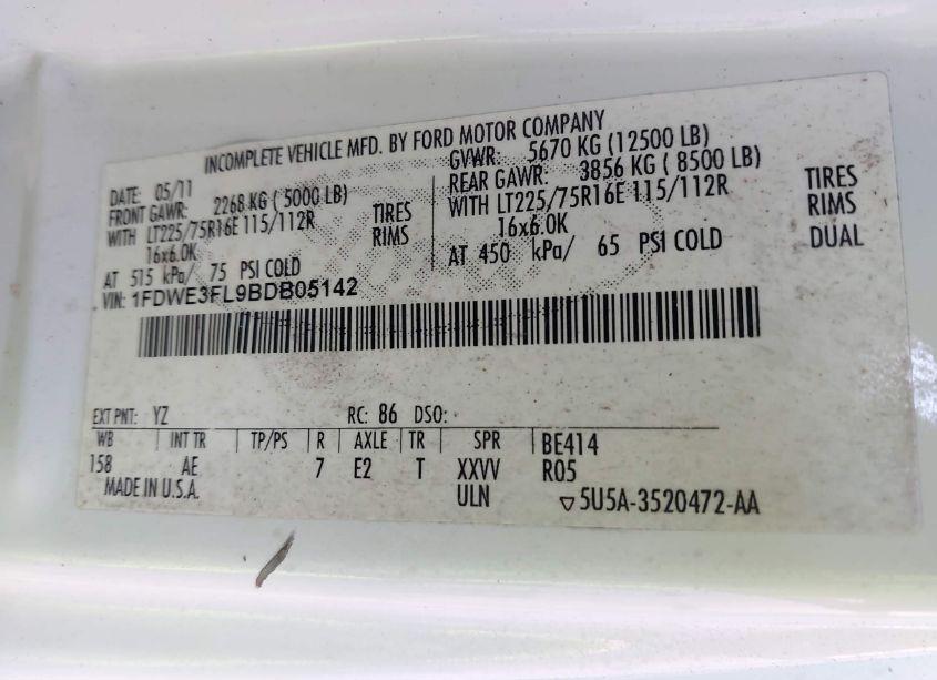 Photo 9 of 2011 Ford E-350 CUTAWAY (VIN 1FDWE3FL9BDB05142)