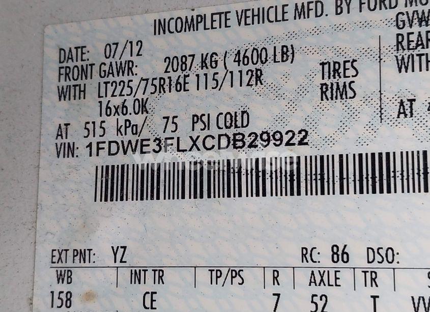 Photo 8 of 2012 Ford E-350 CUTAWAY (VIN 1FDWE3FLXCDB29922)