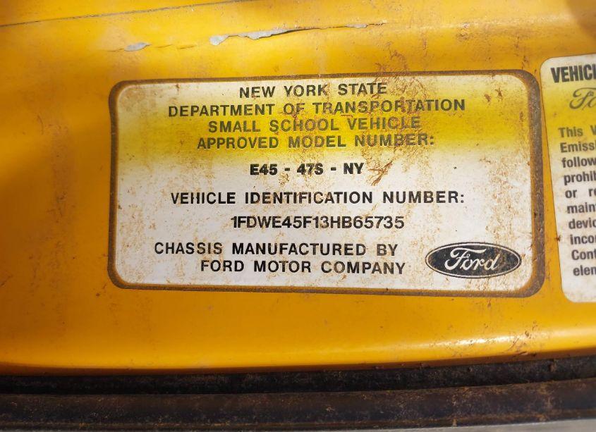 Photo 9 of 2003 Ford E-450 CUTAWAY STANDARD (VIN 1FDWE45F13HB65735)