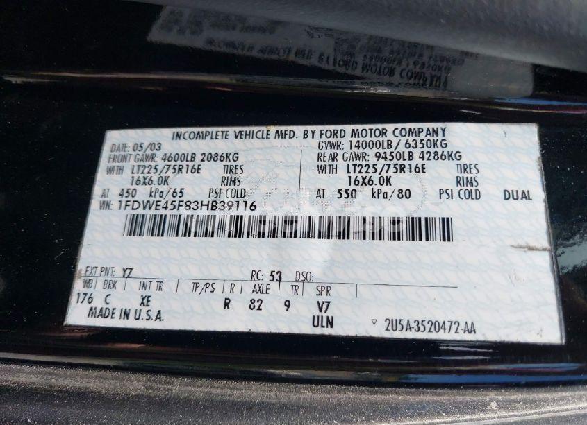 Photo 8 of 2003 Ford E-450 CUTAWAY STANDARD (VIN 1FDWE45F83HB39116)