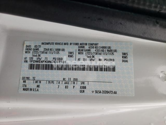 Photo 12 of 2022 FORD ECONOLINE E450 SUPER DUTY CUTAWAY VAN (VIN 1FDWE4FK9NDC07185)