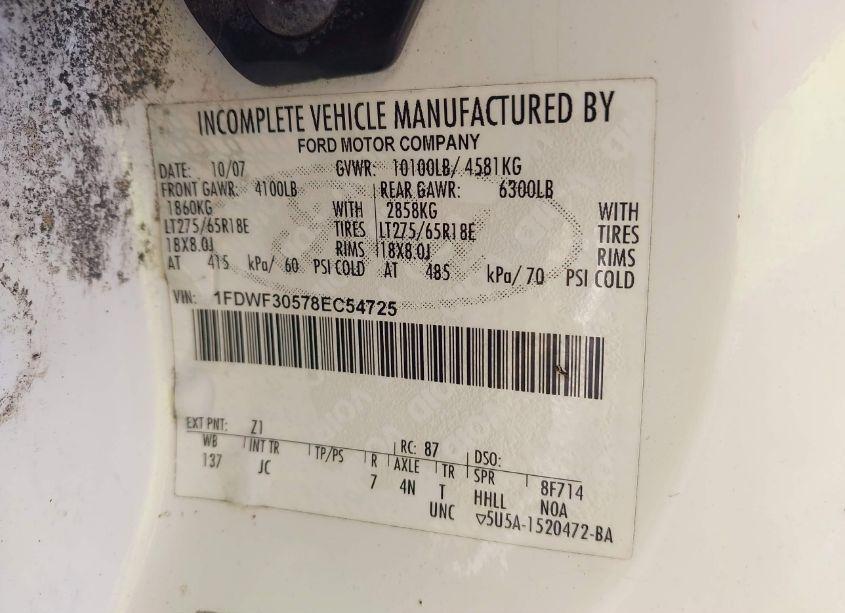 Photo 9 of 2008 Ford F-350 XL/XLT (VIN 1FDWF30578EC54725)