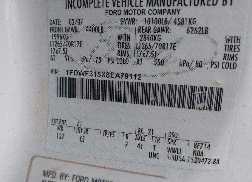 Photo 9 of 2008 Ford F-350 XL/XLT (VIN 1FDWF315X8EA79112)