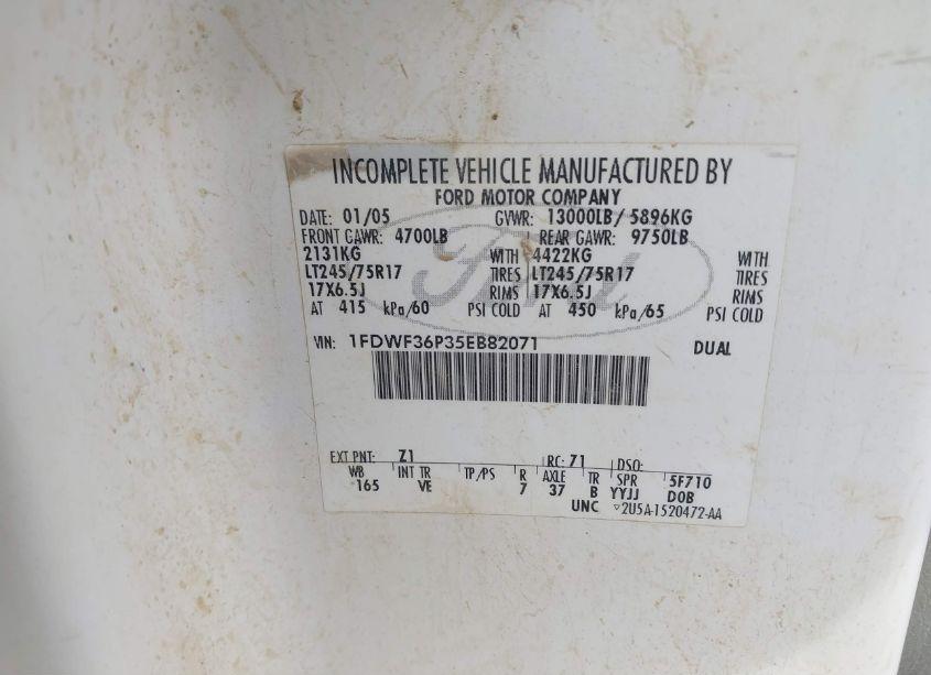 Photo 8 of 2005 Ford F-350 XL/XLT (VIN 1FDWF36P35EB82071)