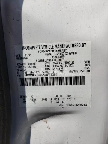 2019 FORD F750 SUPER DUTY (VIN 1FDWF7DC5KDF15301) main photo