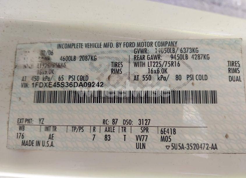 Photo 8 of 2006 Ford E-450 CUTAWAY (VIN 1FDXE45S36DA09242)