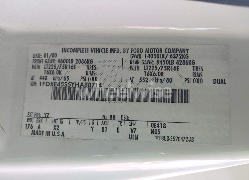 Photo 8 of 2000 El Dorado E-450 CUTAWAY BUS (VIN 1FDXE45S5YHA80714)