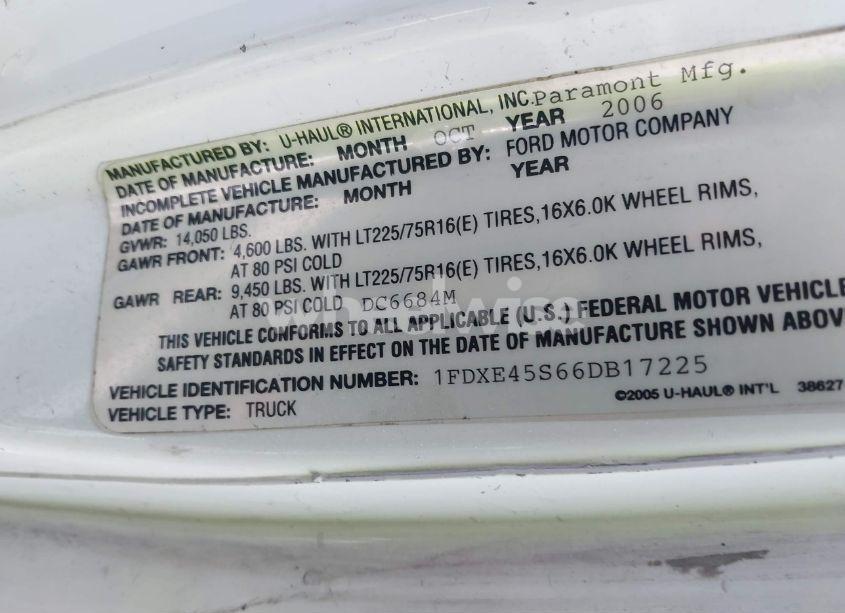 Photo 8 of 2006 Ford E-450 CUTAWAY (VIN 1FDXE45S66DB17225)