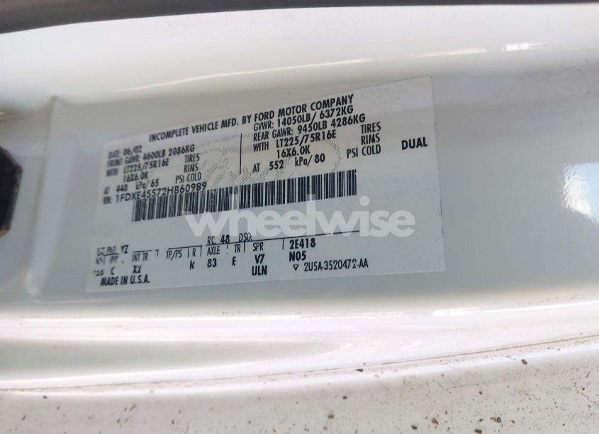 Photo 9 of 2002 Ford E-450 CUTAWAY STANDARD (VIN 1FDXE45S72HB60989)