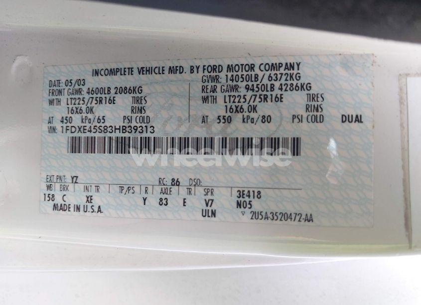 Photo 8 of 2003 Ford E-450 CUTAWAY STANDARD (VIN 1FDXE45S83HB39313)