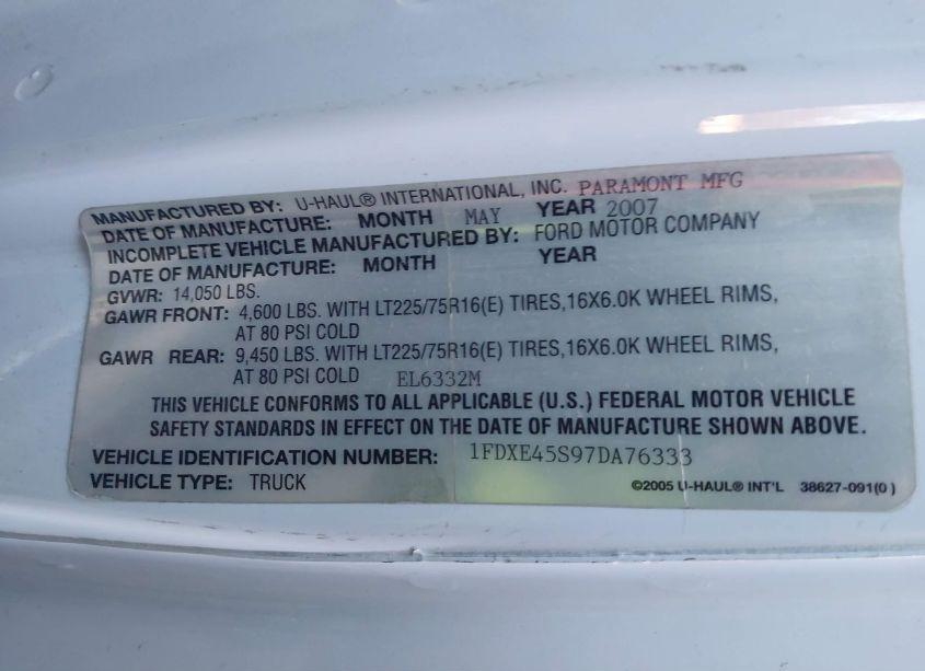 Photo 8 of 2007 Ford E-450 CUTAWAY (VIN 1FDXE45S97DA76333)