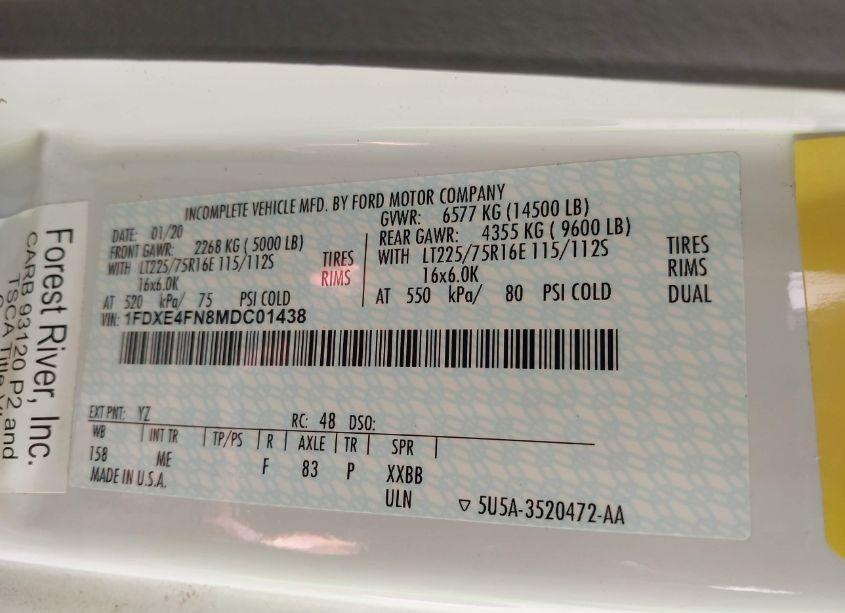 Photo 9 of 2021 Ford E-450 CUTAWAY (VIN 1FDXE4FN8MDC01438)