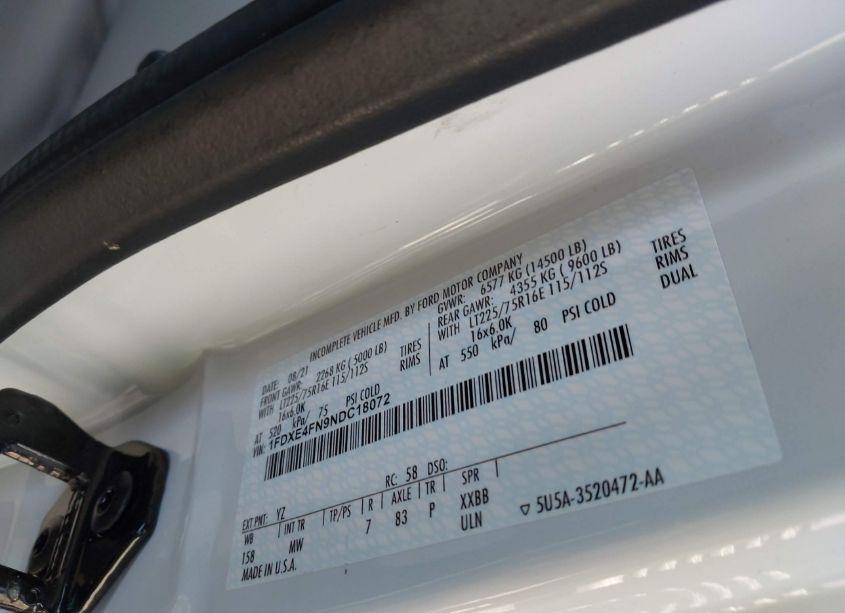 Photo 8 of 2022 Ford E-450 CUTAWAY (VIN 1FDXE4FN9NDC18072)