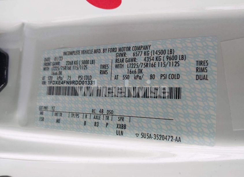 Photo 9 of 2024 Ford E-450 CUTAWAY (VIN 1FDXE4FN9RDD01331)