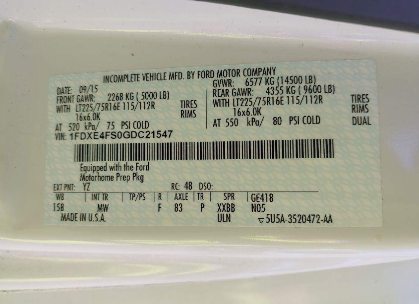 Photo 9 of 2016 Ford E-450 CUTAWAY (VIN 1FDXE4FS0GDC21547)