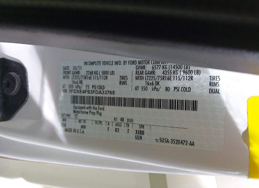 Photo 9 of 2015 Ford E-450 CUTAWAY (VIN 1FDXE4FS3FDA33765)