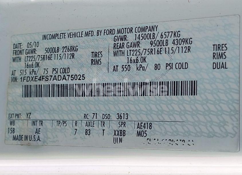 Photo 8 of 2010 Ford E-450 CUTAWAY (VIN 1FDXE4FS7ADA75025)