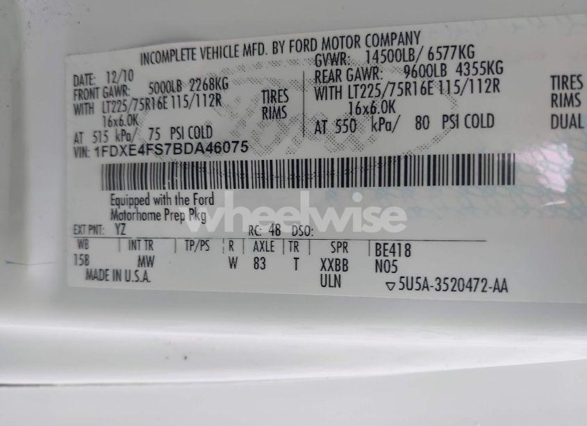 Photo 8 of 2011 Ford E-450 CUTAWAY (VIN 1FDXE4FS7BDA46075)