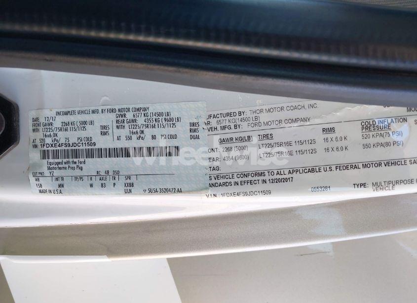 Photo 9 of 2018 Thor Motor COACH QUANTUM (VIN 1FDXE4FS9JDC11509)