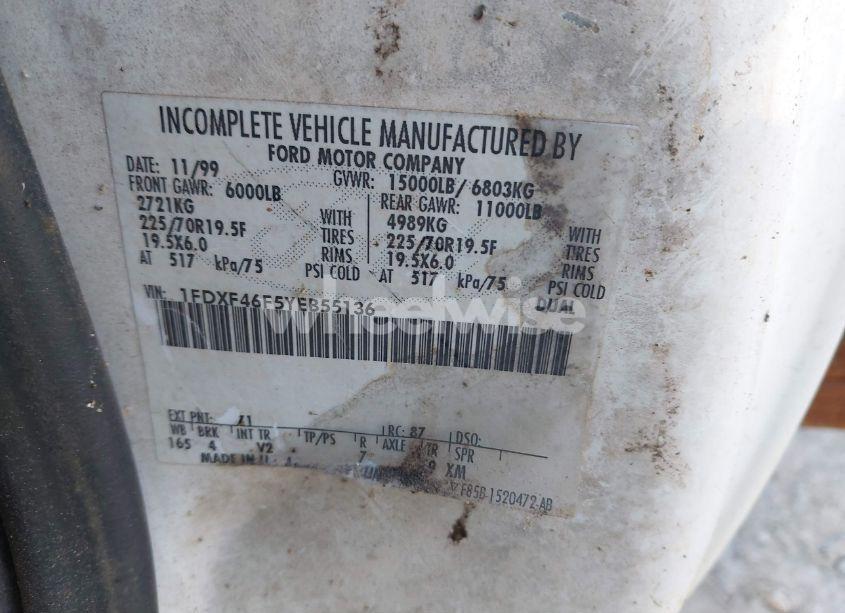 Photo 8 of 2000 Ford F-450 LARIAT/XL/XLT (VIN 1FDXF46F5YEB55136)