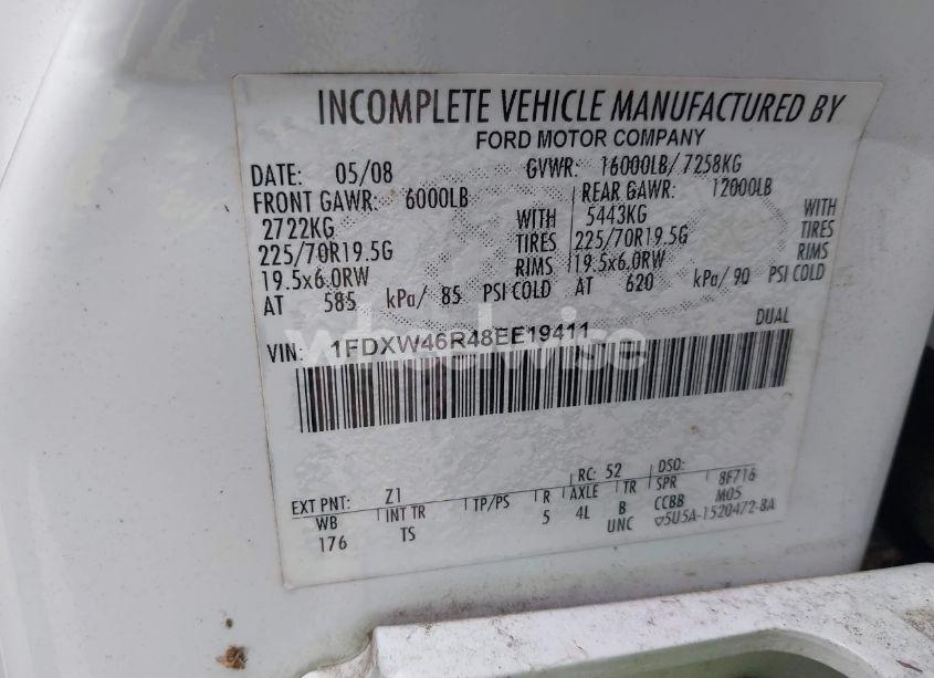 Photo 8 of 2008 Ford F-450 CHASSIS LARIAT/XL/XLT (VIN 1FDXW46R48EE19411)