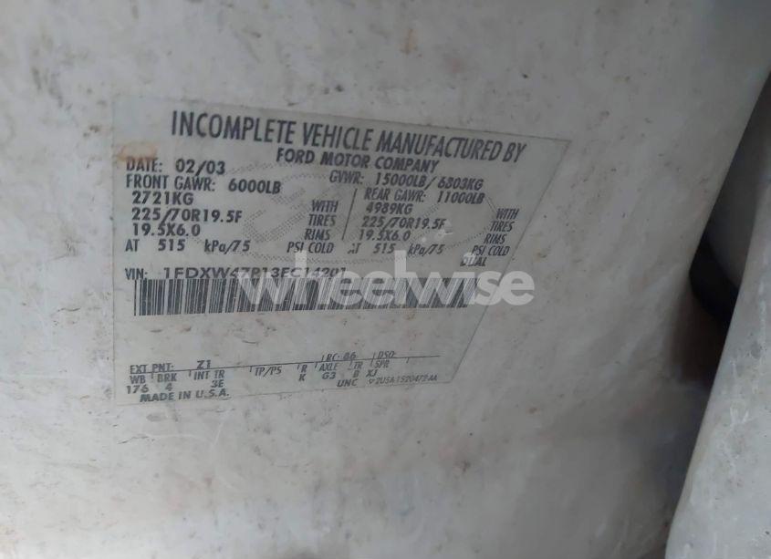 Photo 9 of 2003 Ford F-450 LARIAT/XL/XLT (VIN 1FDXW47P13EC14201)