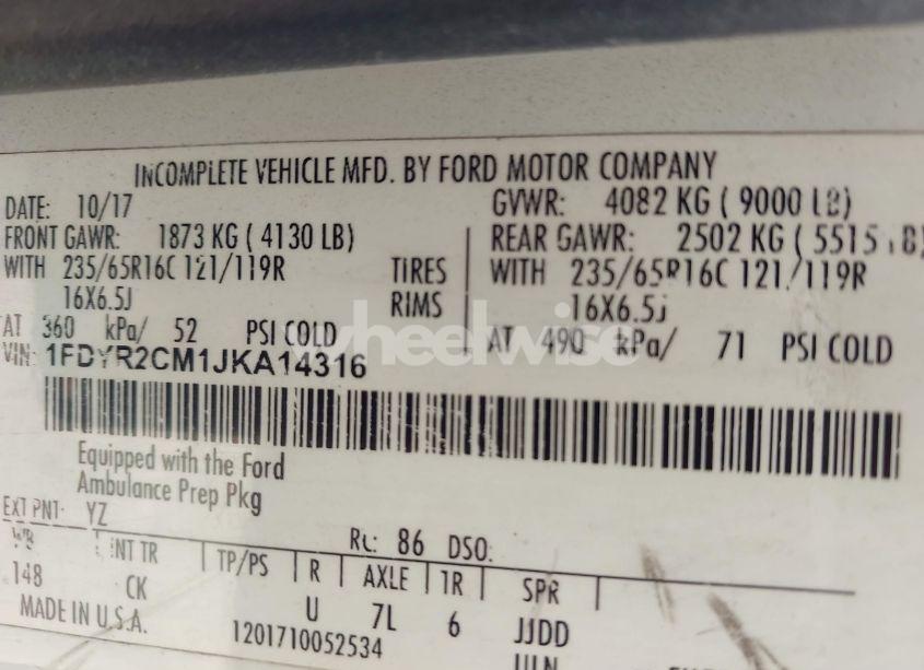 Photo 9 of 2018 Ford Transit-250 (VIN 1FDYR2CM1JKA14316)