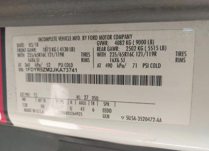 Photo 9 of 2018 Ford Transit-250 CAB (VIN 1FDYR5ZM2JKA73741)